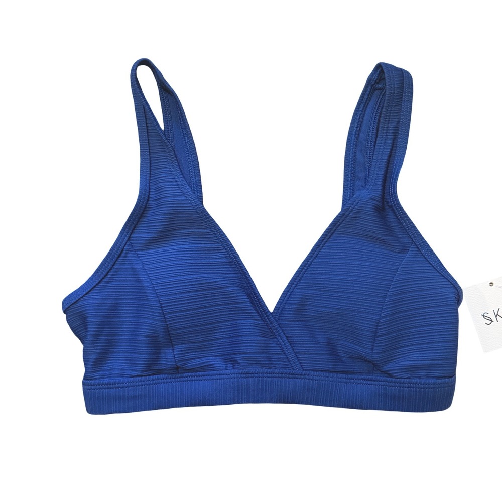 SKYE Seraphina Ribbed Bikini Top Wisdom Blue XS Wrap Triangle Swimwear NWT